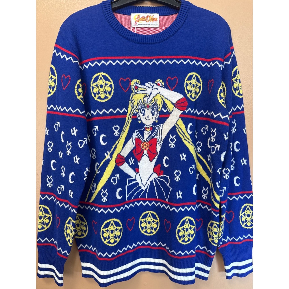 Sailor Moon Ugly Christmas Sweater Blue Anime Fair Isle Knit FUN S